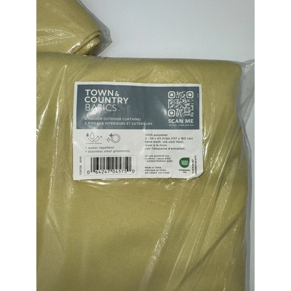 Cabana Solid GT Indoor/Outdoor‎ Light Filtering Grommet 54x63 Sundress Yellow 4